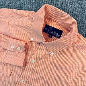 Lucchese Classics Men's M Orange Gingham Western Button Down Shirt Cotton Casual
